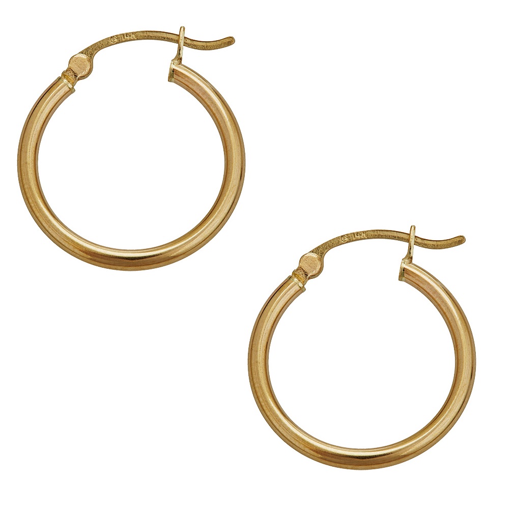14k Yellow Gold Polished Hoop Earring, 2 X 35 Mm.