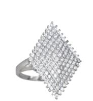 Sterling Silver Diamond Cluster Fashion Ring, Size 9