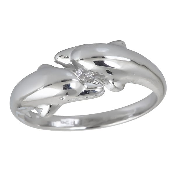 Sterling Silver Mirrored Dolphin Ring - 6