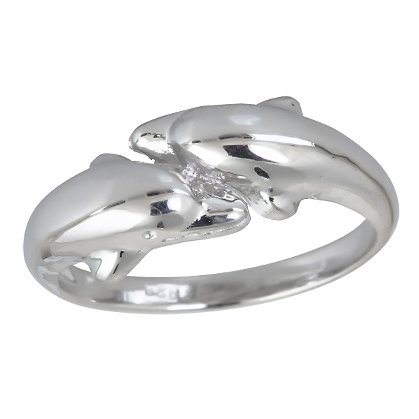 Sterling Silver Mirrored Dolphin Ring - 8