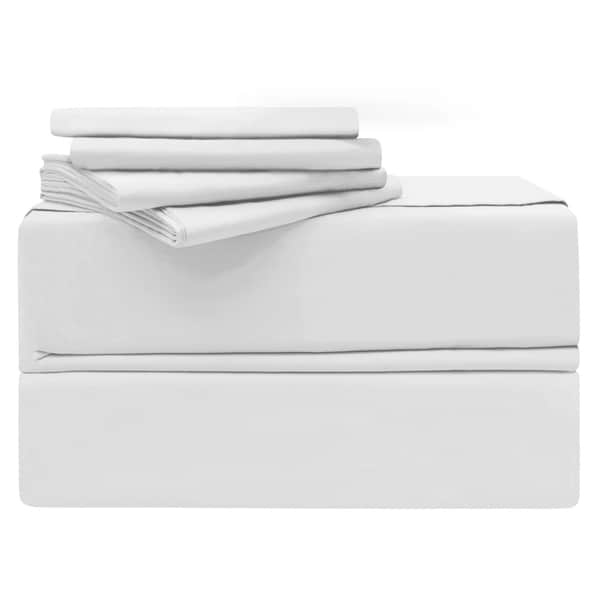 Yms008191 Luxury 620 Thread Count 100 Percent Cotton Sheet Set, White - King - 6 Piece