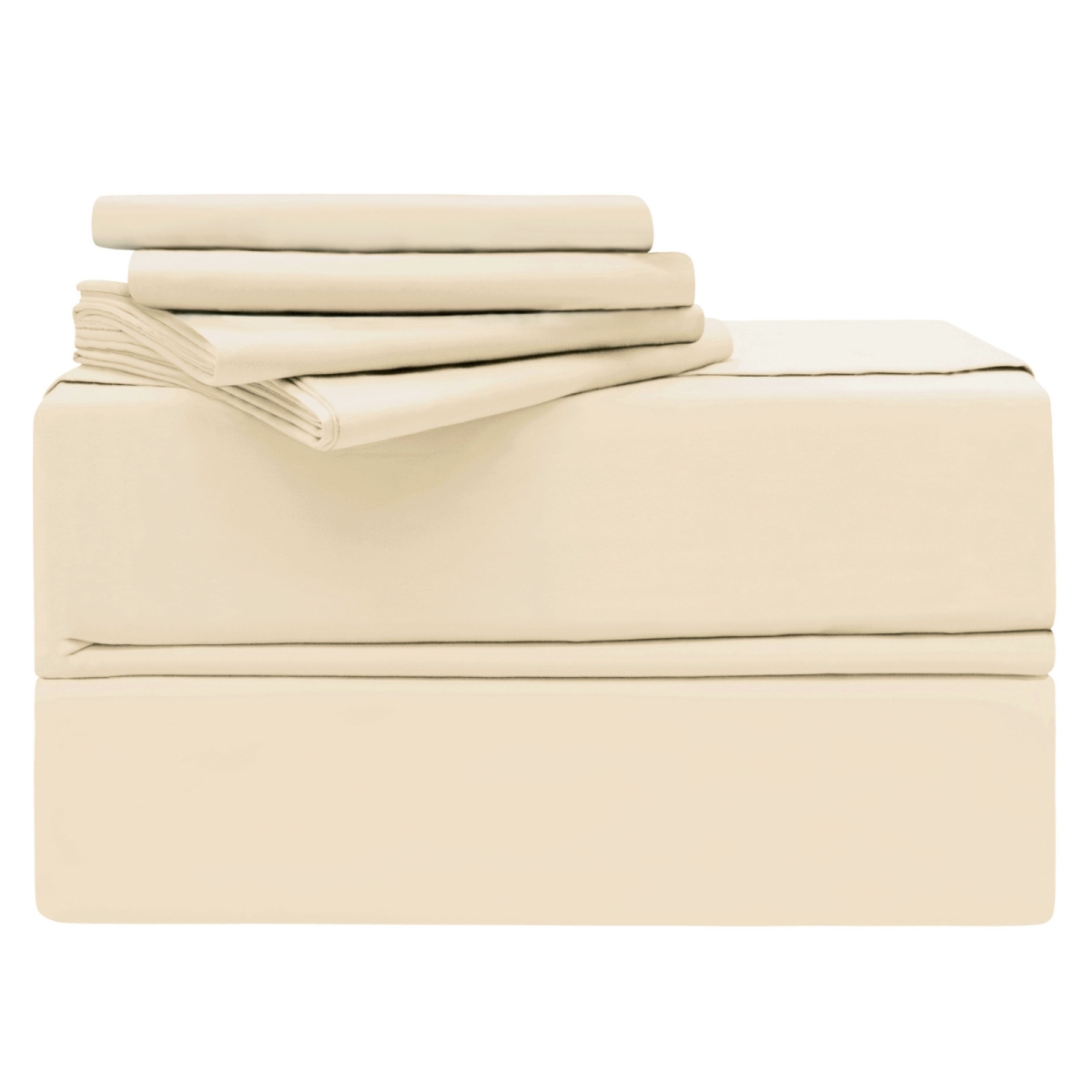 Yms008195 Luxury 620 Thread Count 100 Percent Cotton Sheet Set, Ivory - Queen - 6 Piece