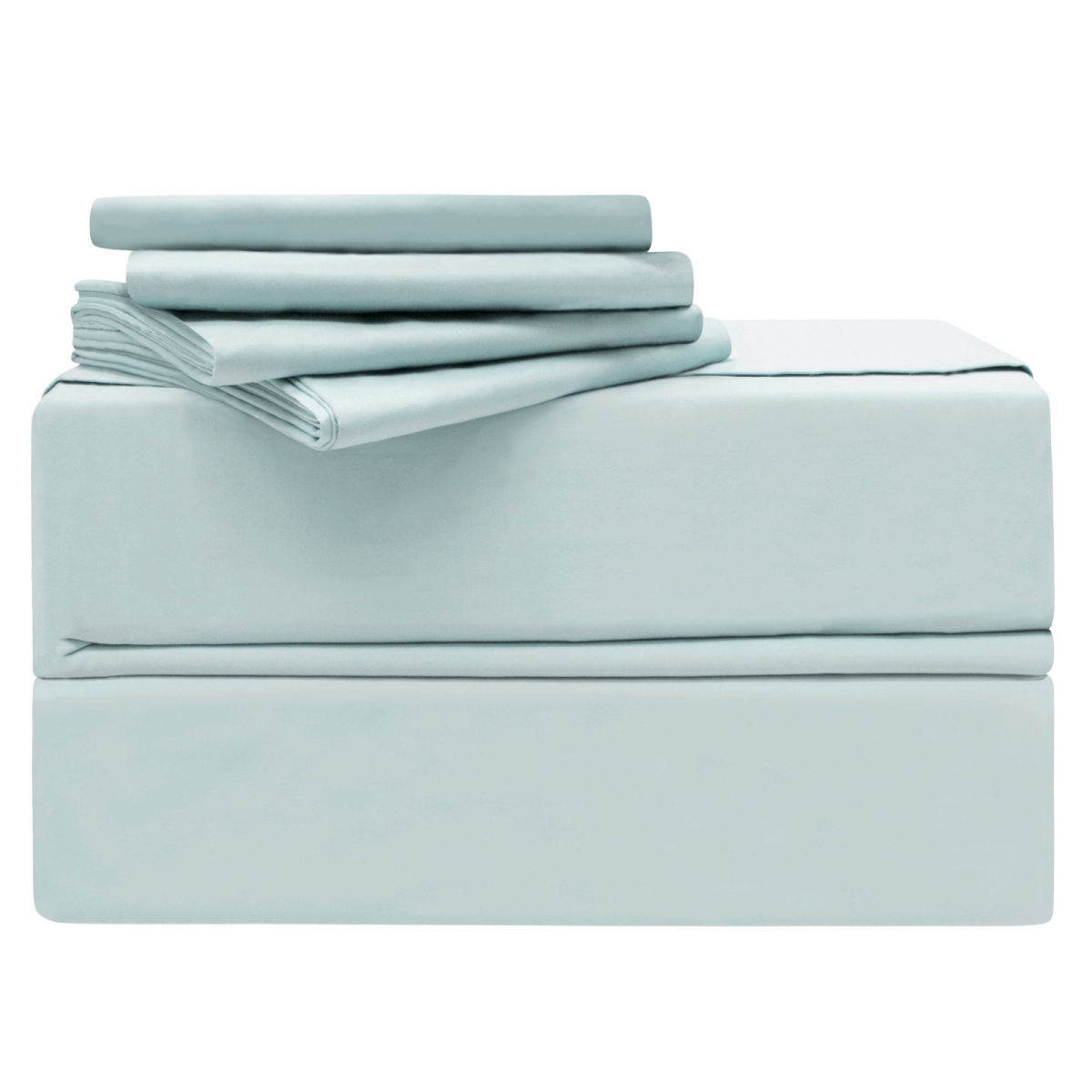 Yms008201 Luxury 620 Thread Count 100 Percent Cotton Sheet Set, Spa Blue - King - 6 Piece