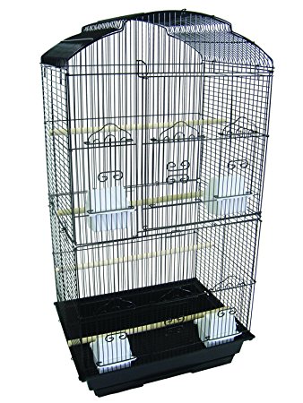 1704-4724blk Bar Spacing Shell Top Bird Cage Bwith Stand, Black