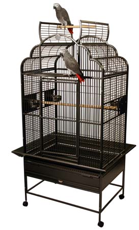 1924-4924blk 1.25 In. Small Open Play Top Parrot Bird Cage, Black