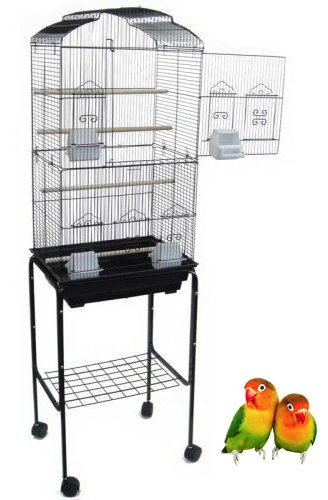 5824-4814blk 0.37 In. Bar Spacing Square Top Bird Cage With Stand, Black - 18 X 14 In. - Small
