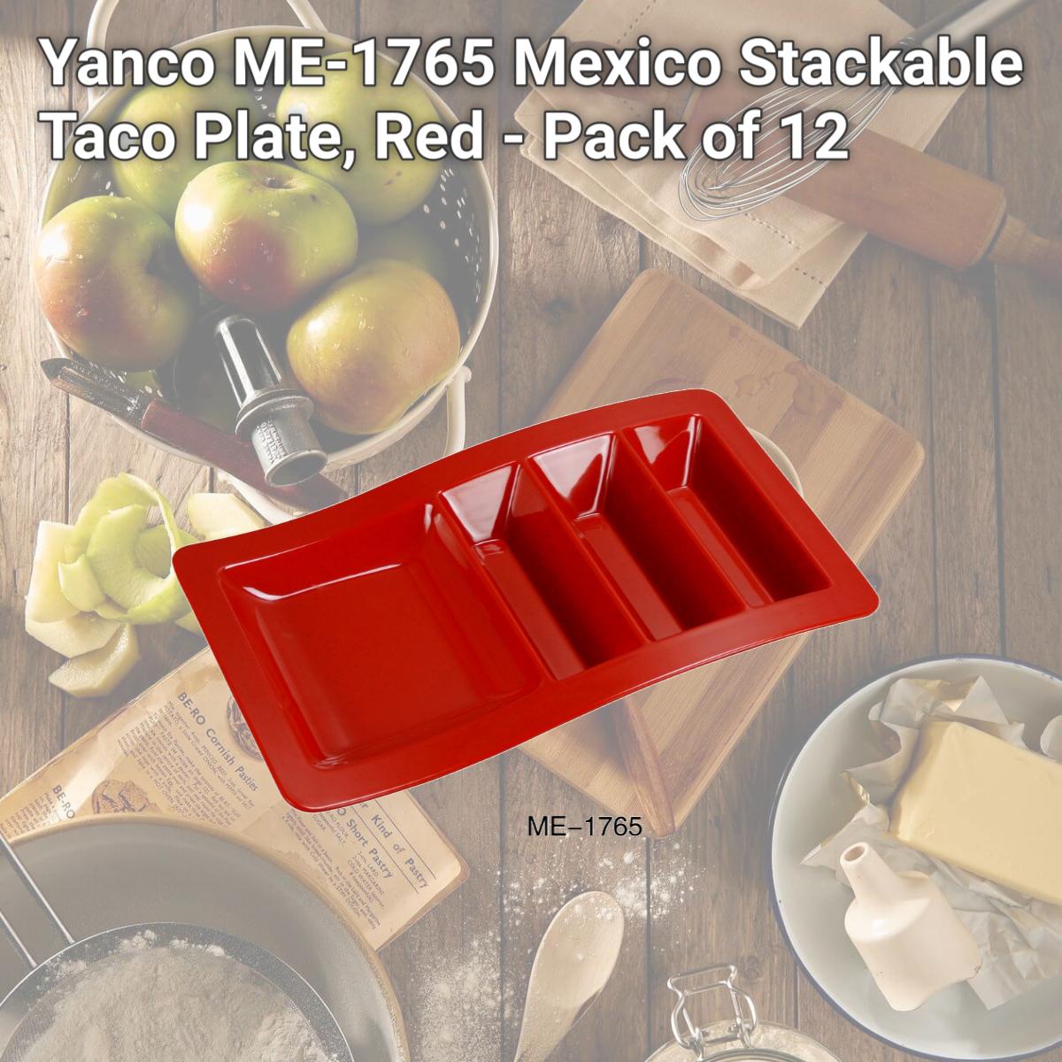 Picture of Yanco ME-1765 Mexico Stackable Taco Plate, Red - Pack of 12