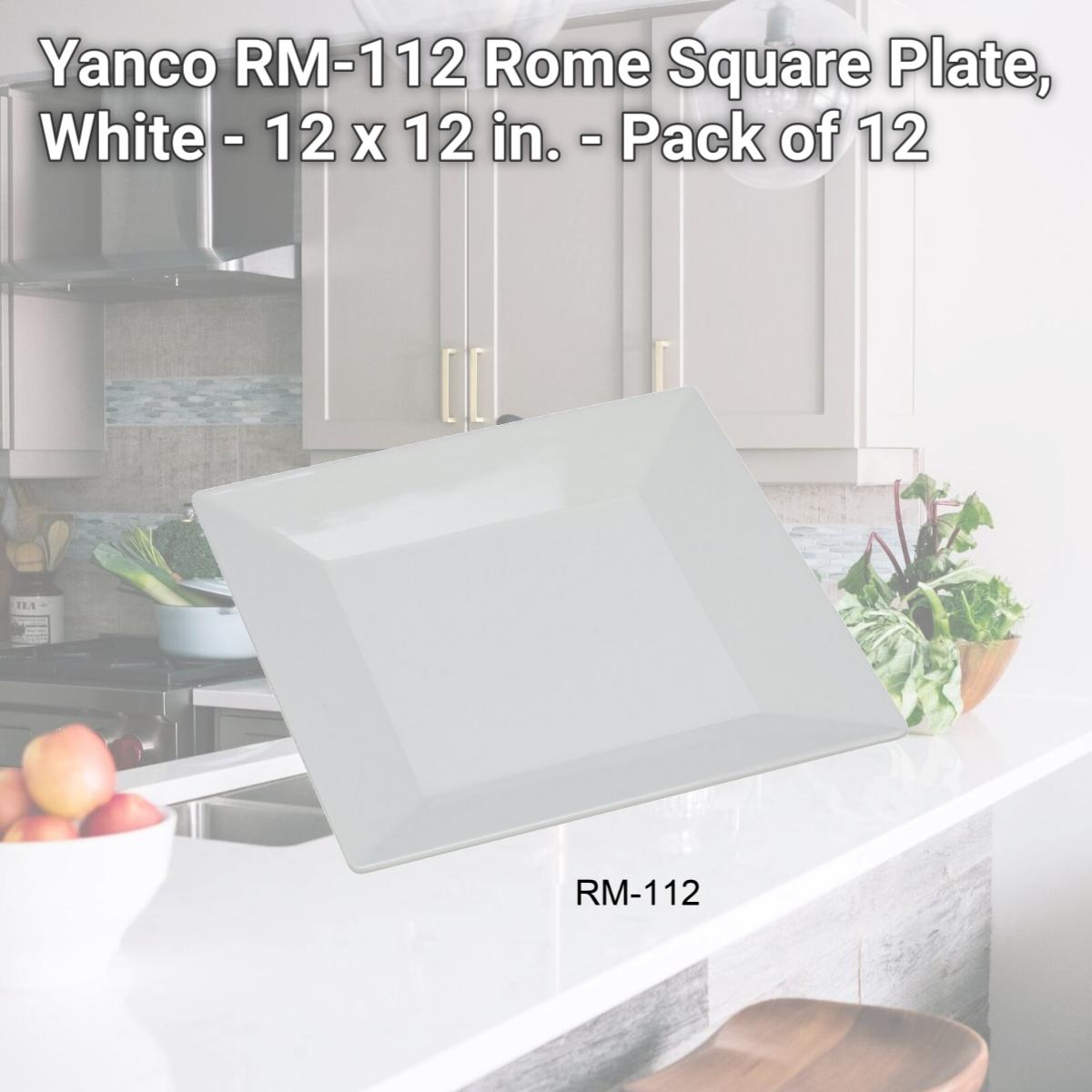 Picture of Yanco RM-112 Rome Square Plate, White - 12 x 12 in. - Pack of 12