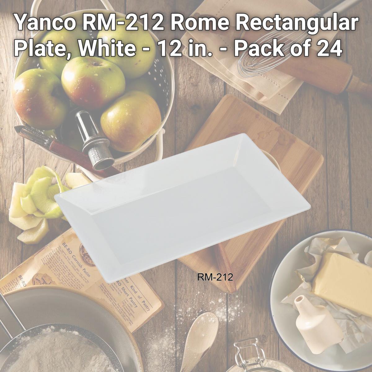 Picture of Yanco RM-212 Rome Rectangular Plate, White - 12 in. - Pack of 24