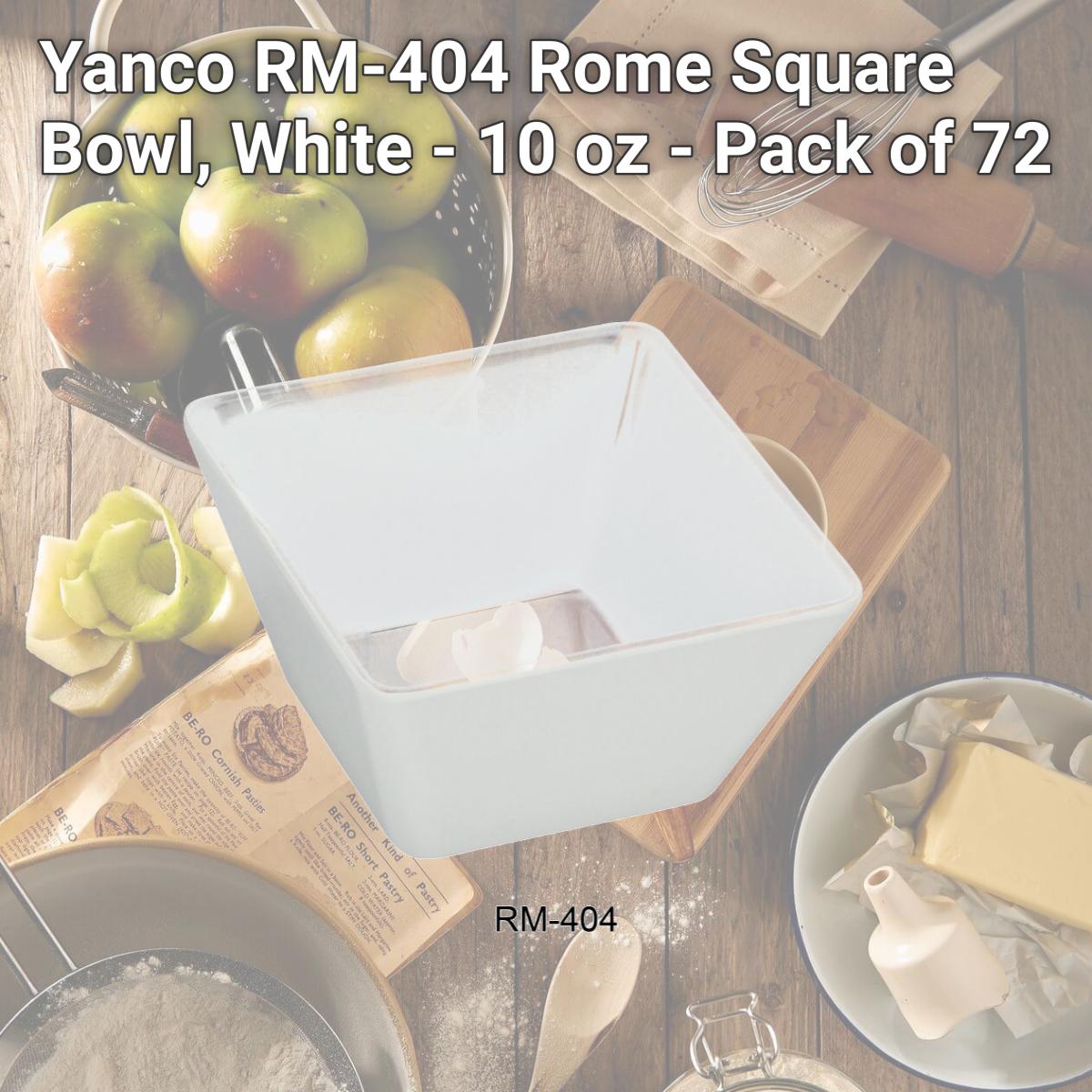 Picture of Yanco RM-404 Rome Square Bowl, White - 10 oz - Pack of 72