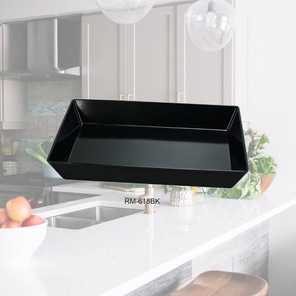 Picture of Yanco RM-618BK Rome Rectangular Deep Plate, Black - Pack of 6