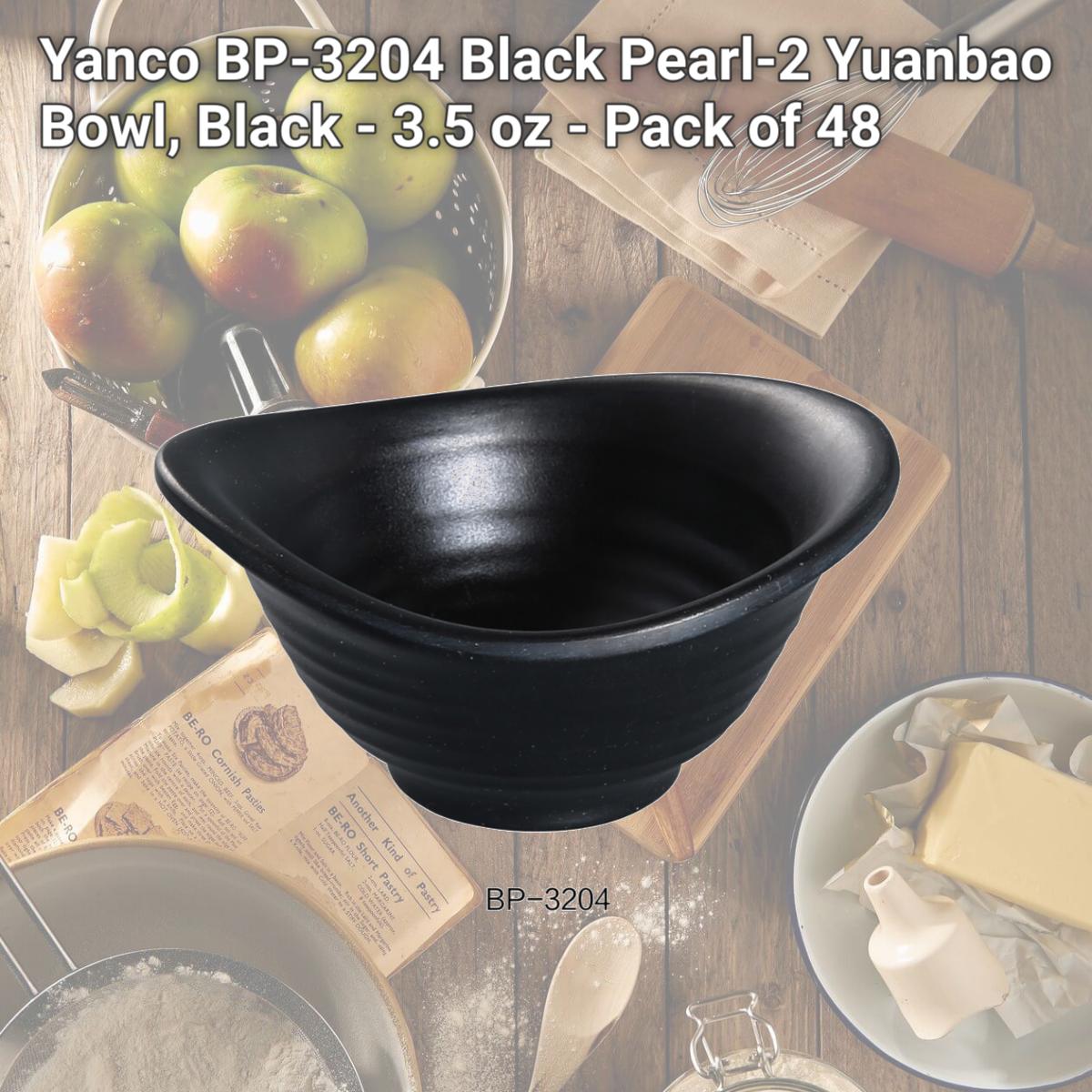 Picture of Yanco BP-3204 Black Pearl-2 Yuanbao Bowl, Black - 3.5 oz - Pack of 48