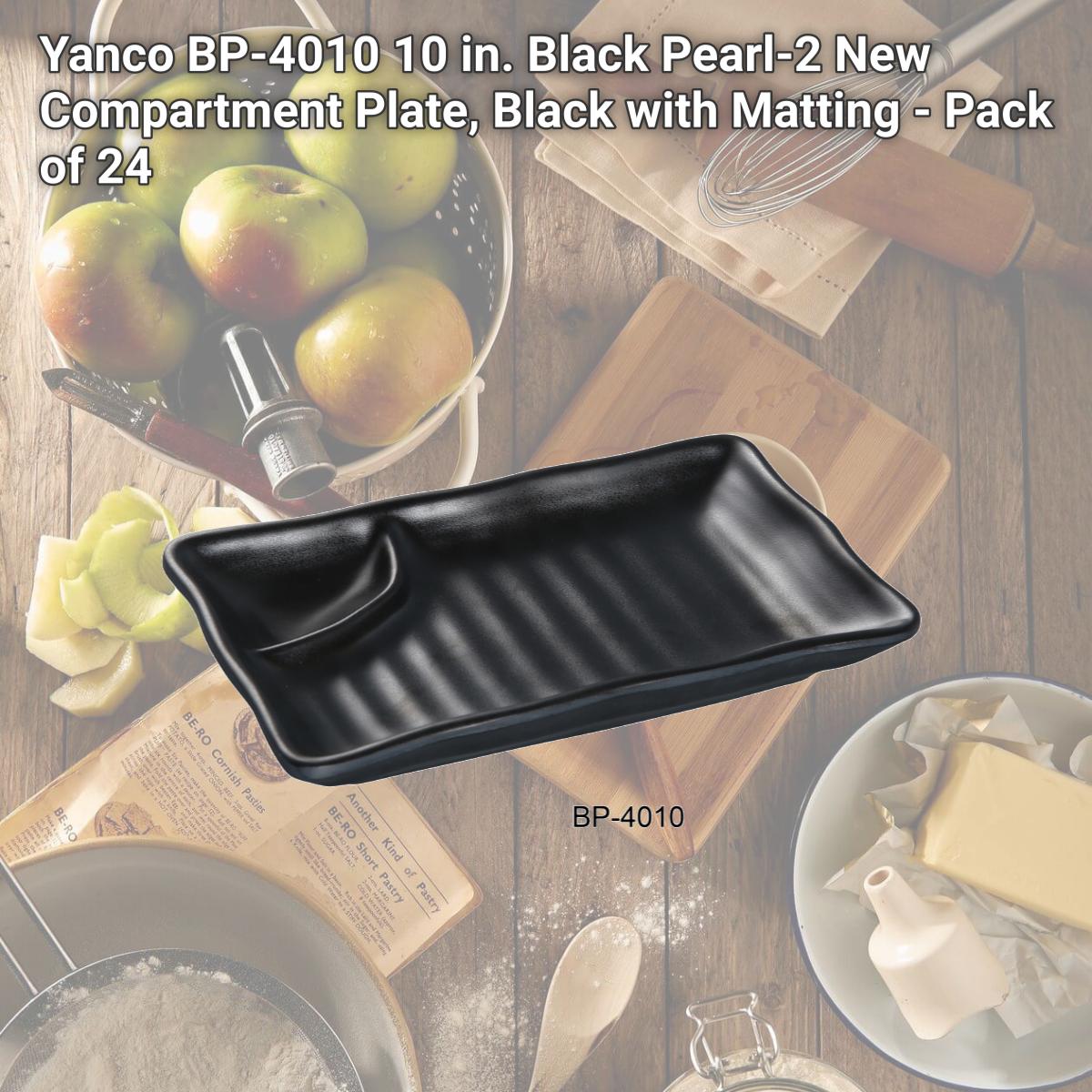 Picture of Yanco BP-4010 10 in. Black Pearl-2 New Compartment Plate, Black with Matting - Pack of 24
