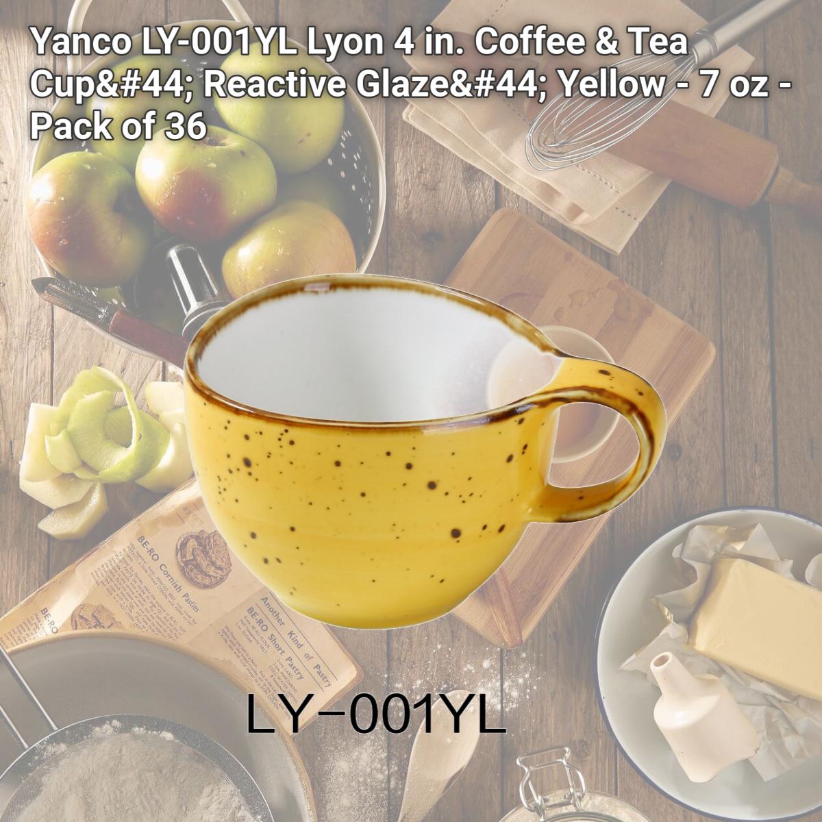 Picture of Yanco LY-001YL Lyon 4 in. Coffee & Tea Cup, Reactive Glaze, Yellow - 7 oz - Pack of 36