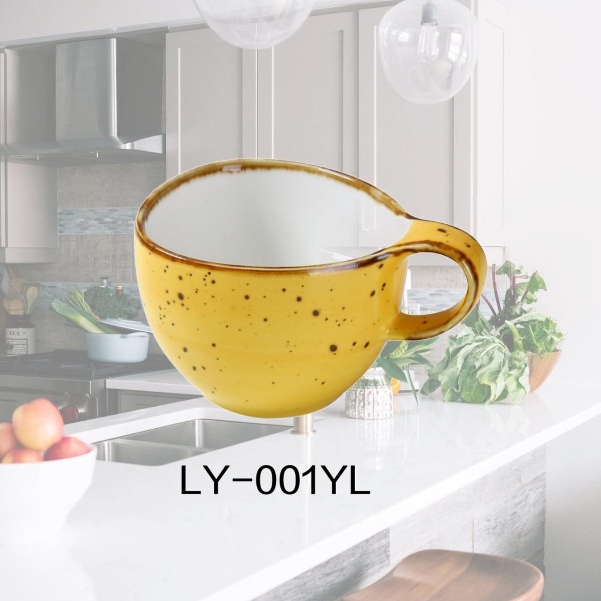 Picture of Yanco LY-001YL Lyon 4 in. Coffee & Tea Cup, Reactive Glaze, Yellow - 7 oz - Pack of 36