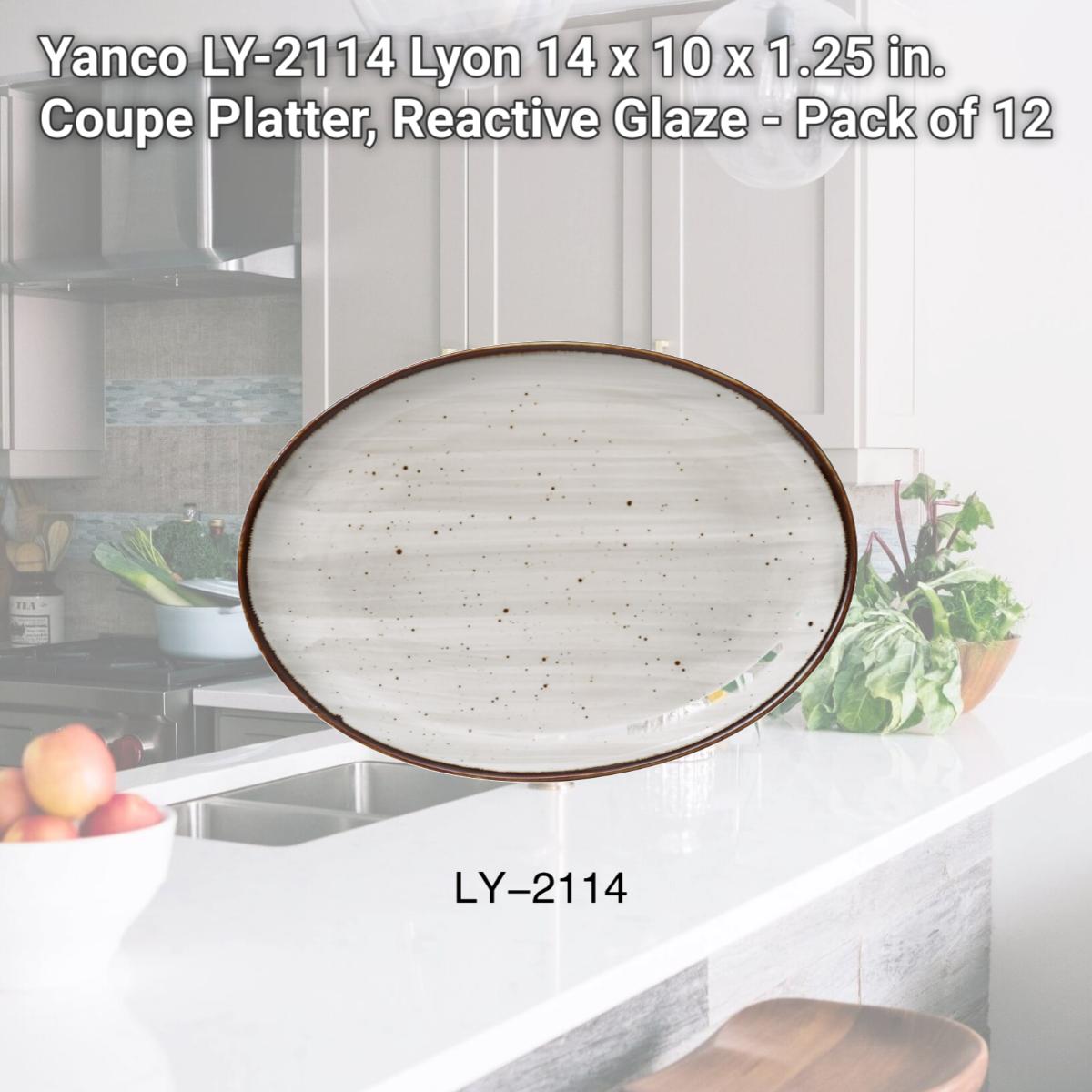 Picture of Yanco LY-2114 Lyon 14 x 10 x 1.25 in. Coupe Platter, Reactive Glaze - Pack of 12