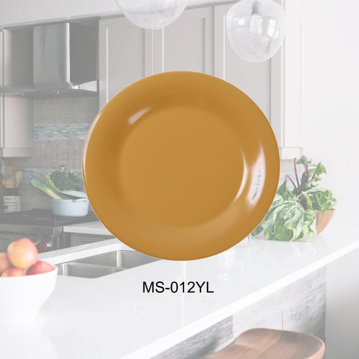 Picture of Yanco MS-012YL 12 in. Mile Stone Wide Rim Round Plate, Yellow - Pack of 12
