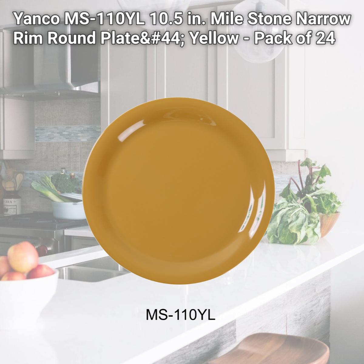 Picture of Yanco MS-110YL 10.5 in. Mile Stone Narrow Rim Round Plate, Yellow - Pack of 24