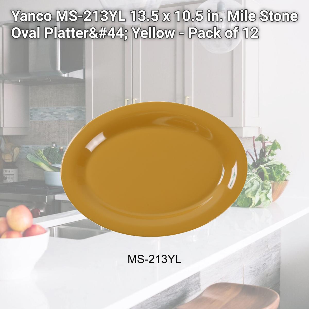 Picture of Yanco MS-213YL 13.5 x 10.5 in. Mile Stone Oval Platter, Yellow - Pack of 12