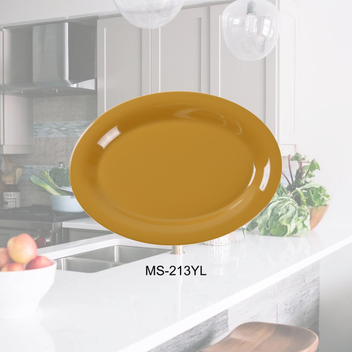 Picture of Yanco MS-213YL 13.5 x 10.5 in. Mile Stone Oval Platter, Yellow - Pack of 12