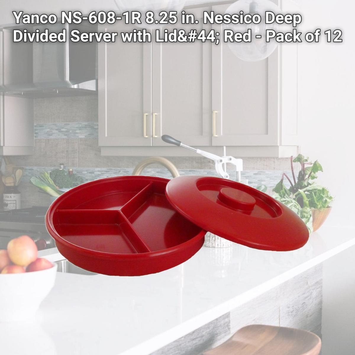Picture of Yanco NS-608-1R 8.25 in. Nessico Deep Divided Server with Lid, Red - Pack of 12