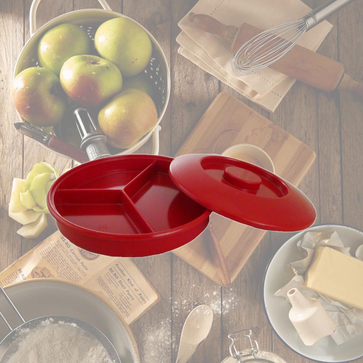 Picture of Yanco NS-608-1R 8.25 in. Nessico Deep Divided Server with Lid, Red - Pack of 12