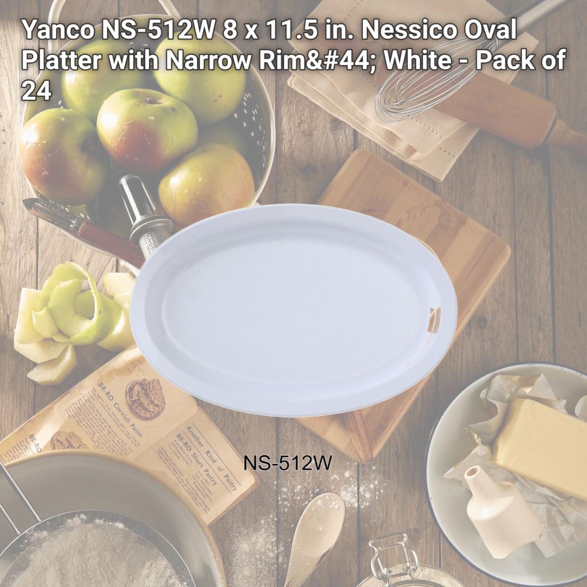 Picture of Yanco NS-512W 8 x 11.5 in. Nessico Oval Platter with Narrow Rim, White - Pack of 24
