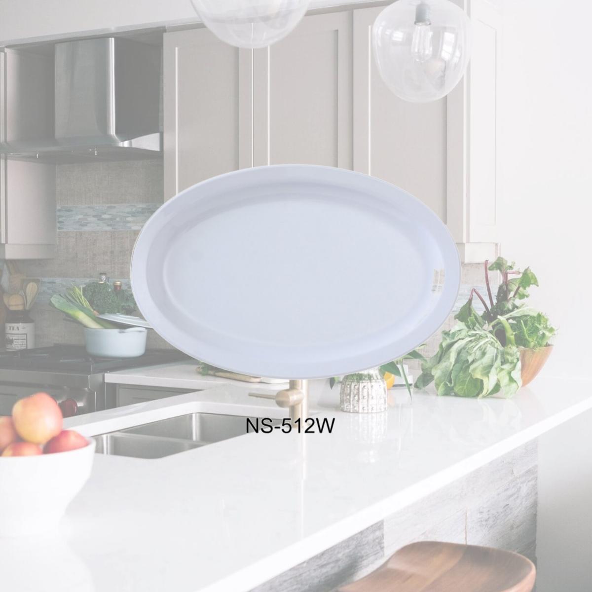 Picture of Yanco NS-512W 8 x 11.5 in. Nessico Oval Platter with Narrow Rim, White - Pack of 24