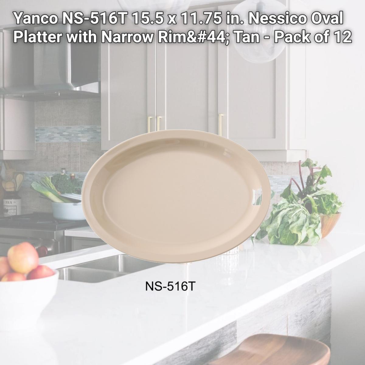 Picture of Yanco NS-516T 15.5 x 11.75 in. Nessico Oval Platter with Narrow Rim, Tan - Pack of 12