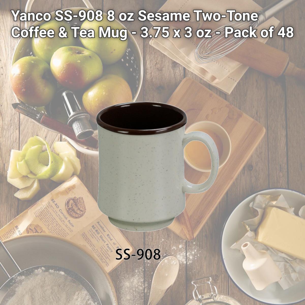 Picture of Yanco SS-908 8 oz Sesame Two-Tone Coffee & Tea Mug - 3.75 x 3 oz - Pack of 48