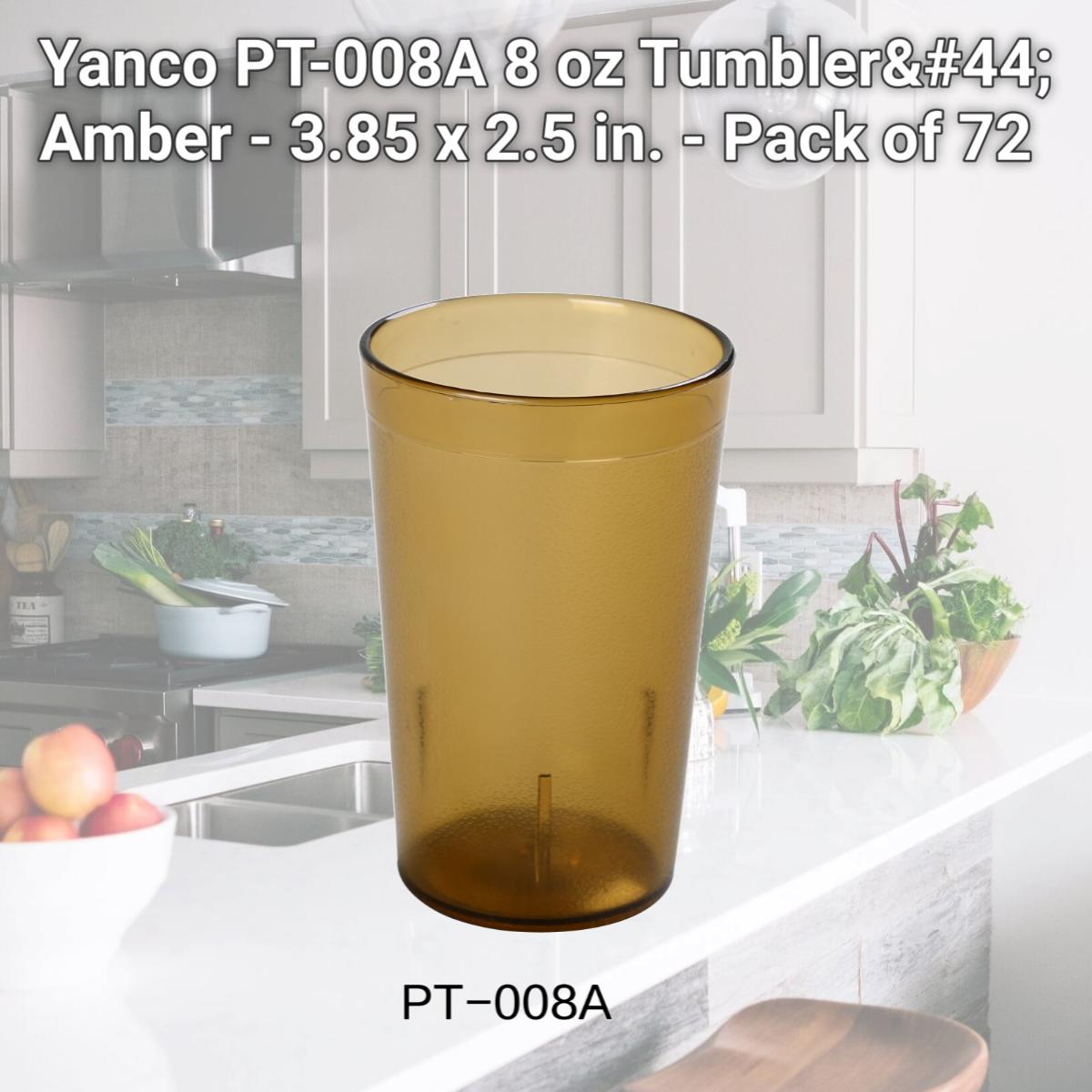 Picture of Yanco PT-008A 8 oz Tumbler, Amber - 3.85 x 2.5 in. - Pack of 72