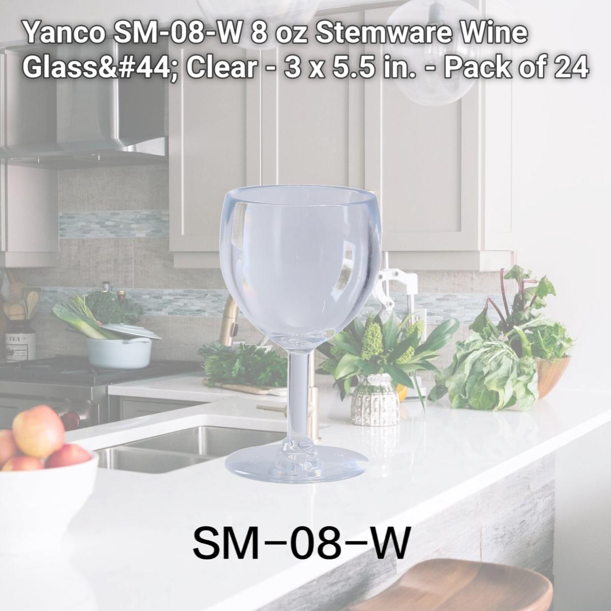 Picture of Yanco SM-08-W 8 oz Stemware Wine Glass, Clear - 3 x 5.5 in. - Pack of 24