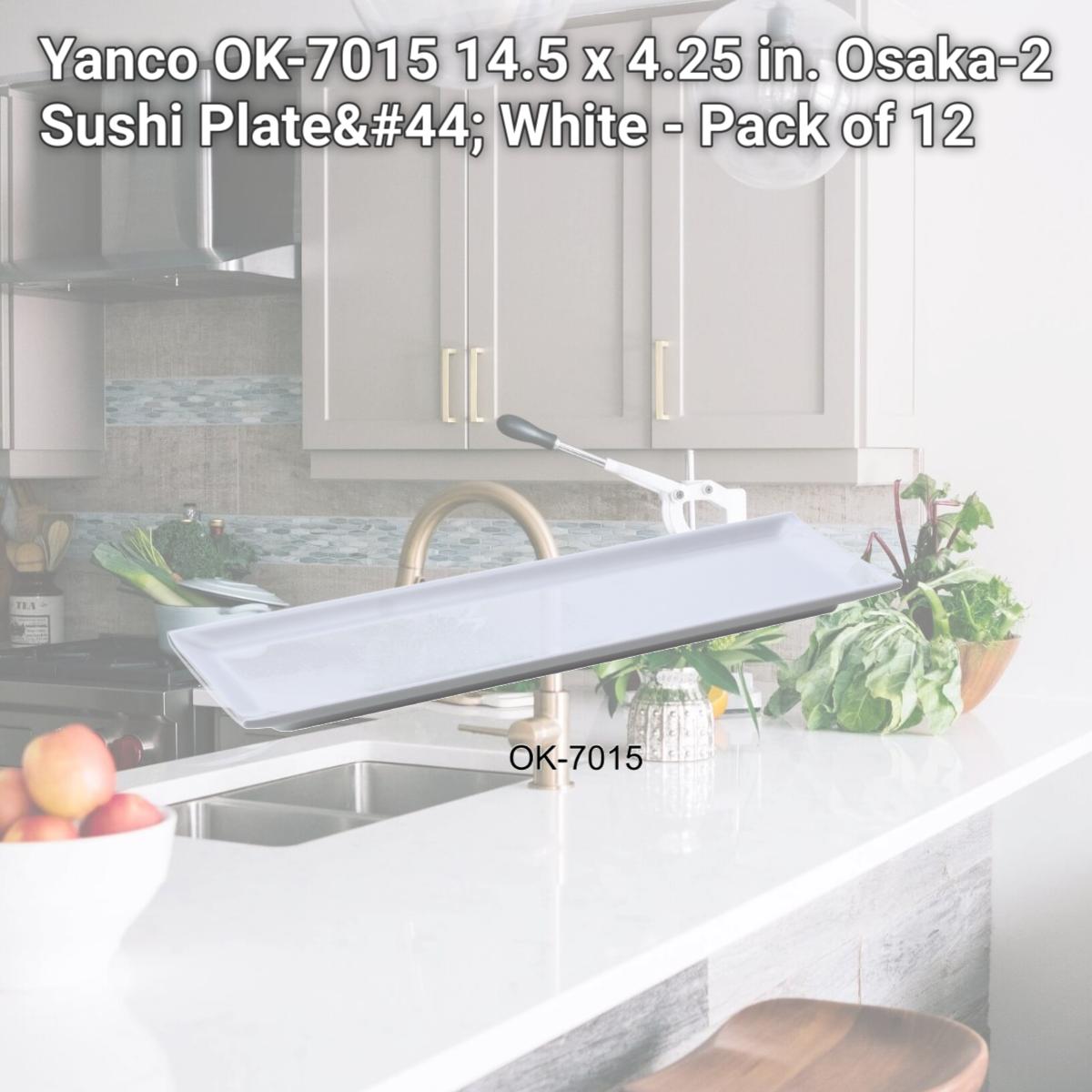 Picture of Yanco OK-7015 14.5 x 4.25 in. Osaka-2 Sushi Plate, White - Pack of 12