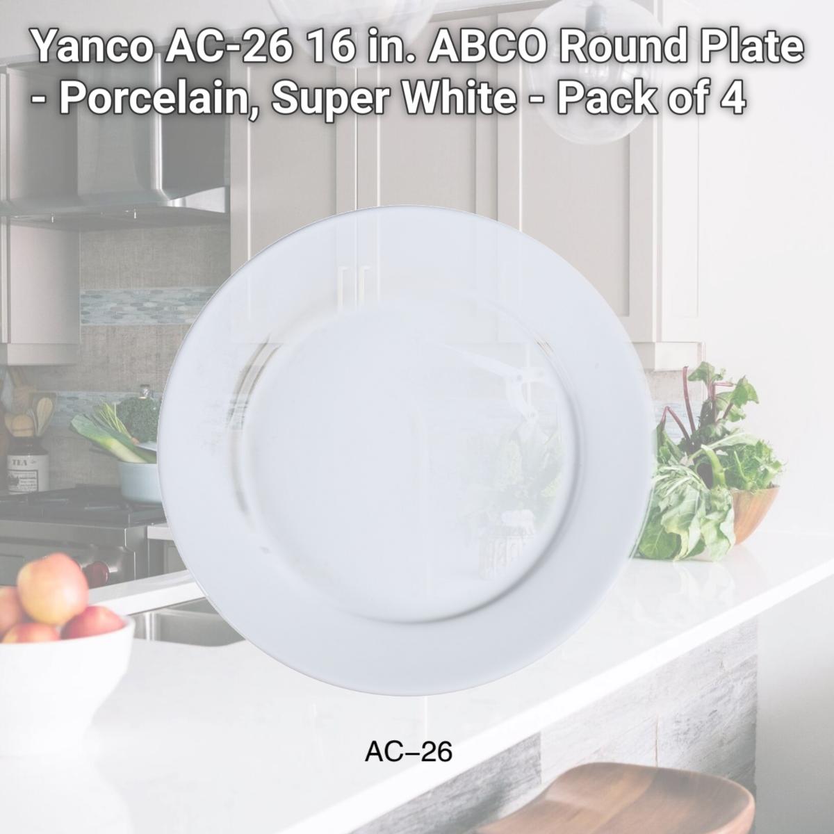 Picture of Yanco AC-26 16 in. ABCO Round Plate - Porcelain, Super White - Pack of 4