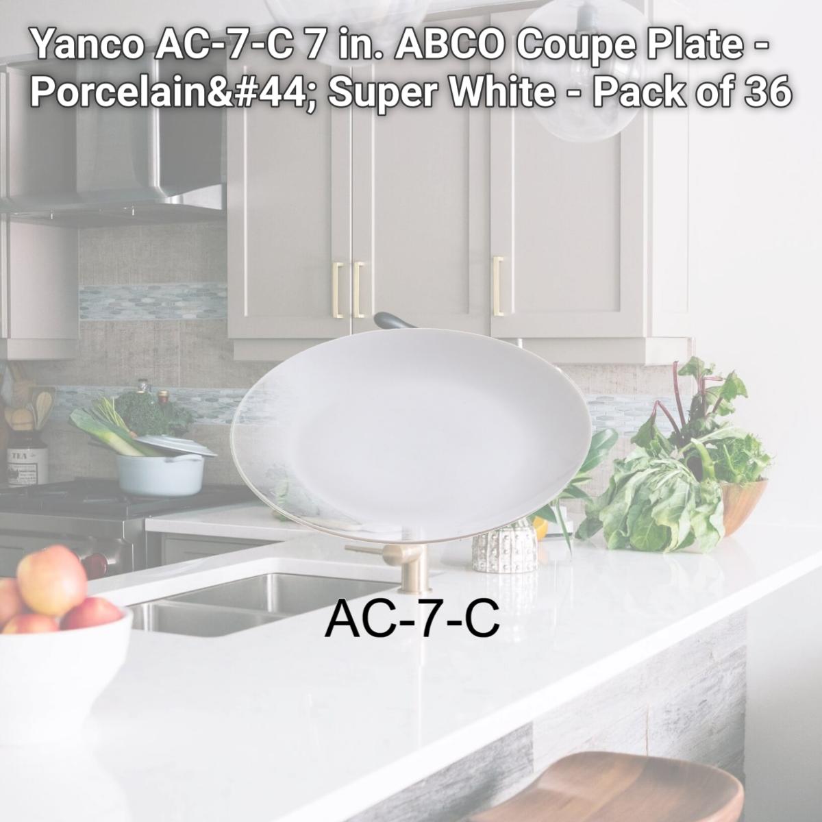 Picture of Yanco AC-7-C 7 in. ABCO Coupe Plate - Porcelain, Super White - Pack of 36
