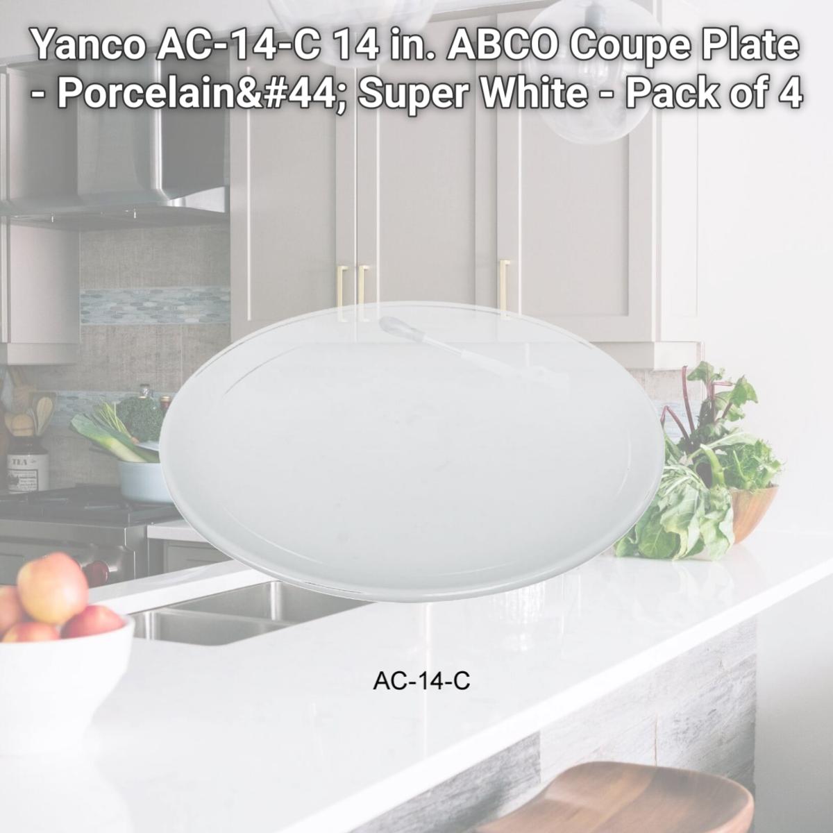 Picture of Yanco AC-14-C 14 in. ABCO Coupe Plate - Porcelain, Super White - Pack of 4