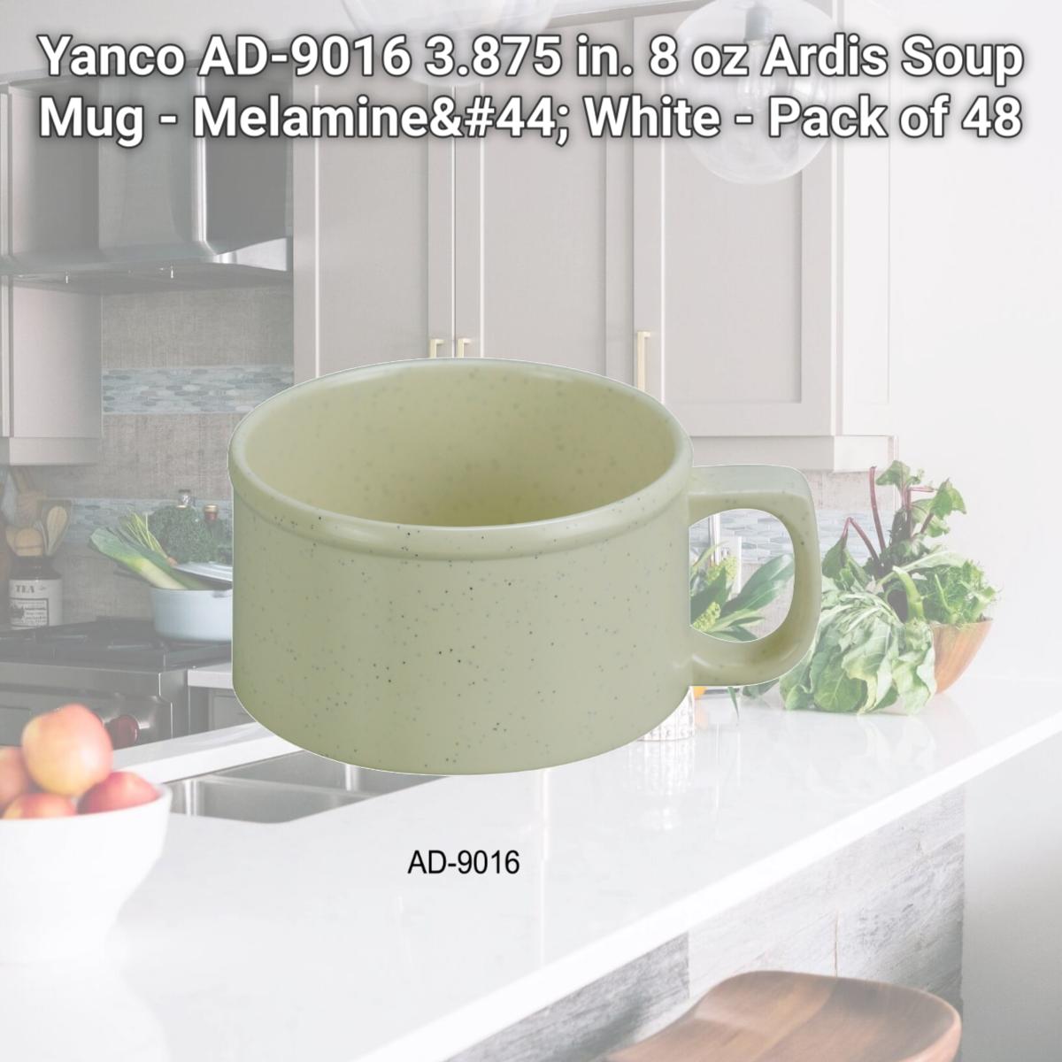 Picture of Yanco AD-9016 3.875 in. 8 oz Ardis Soup Mug - Melamine, White - Pack of 48