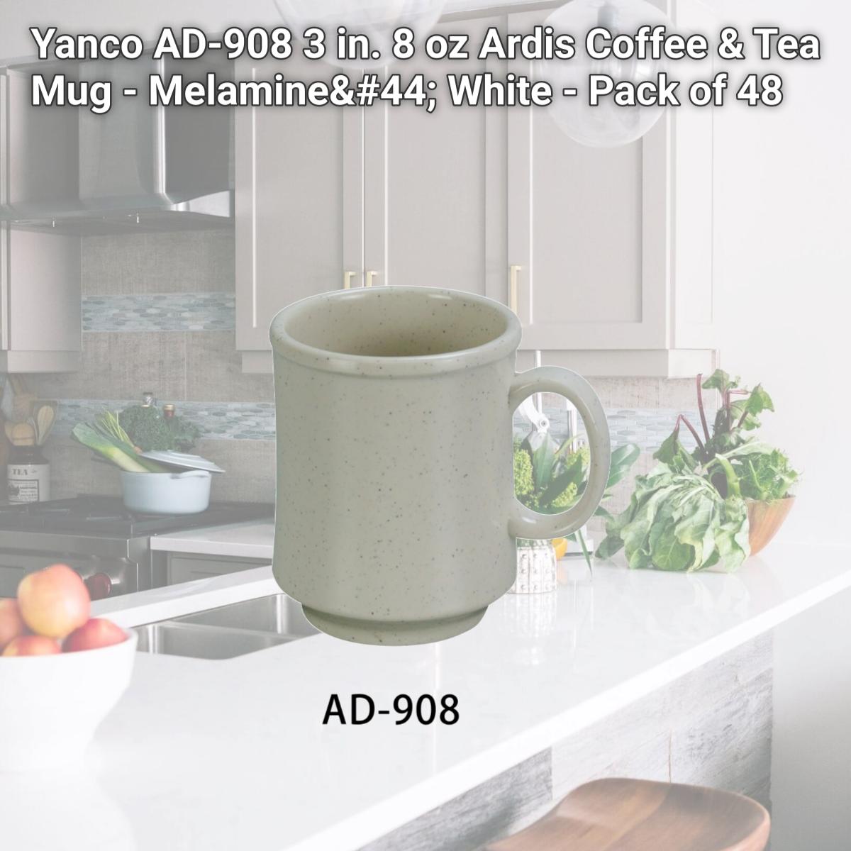 Picture of Yanco AD-908 3 in. 8 oz Ardis Coffee & Tea Mug - Melamine, White - Pack of 48