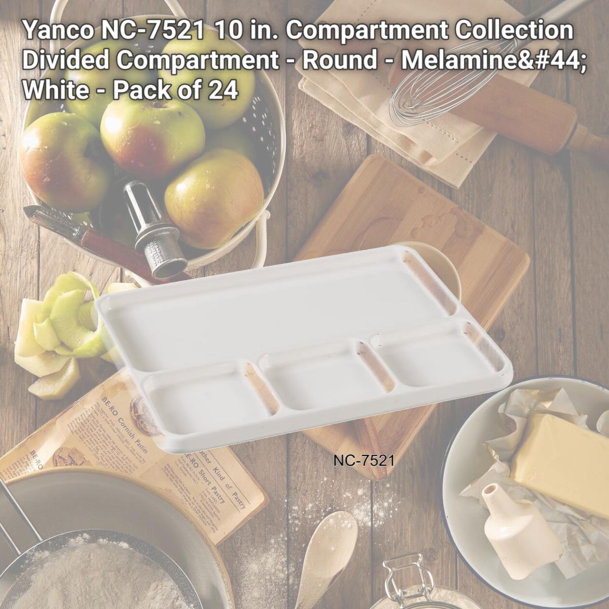 Picture of Yanco NC-7521 10 in. Compartment Collection Divided Compartment - Round - Melamine, White - Pack of 24