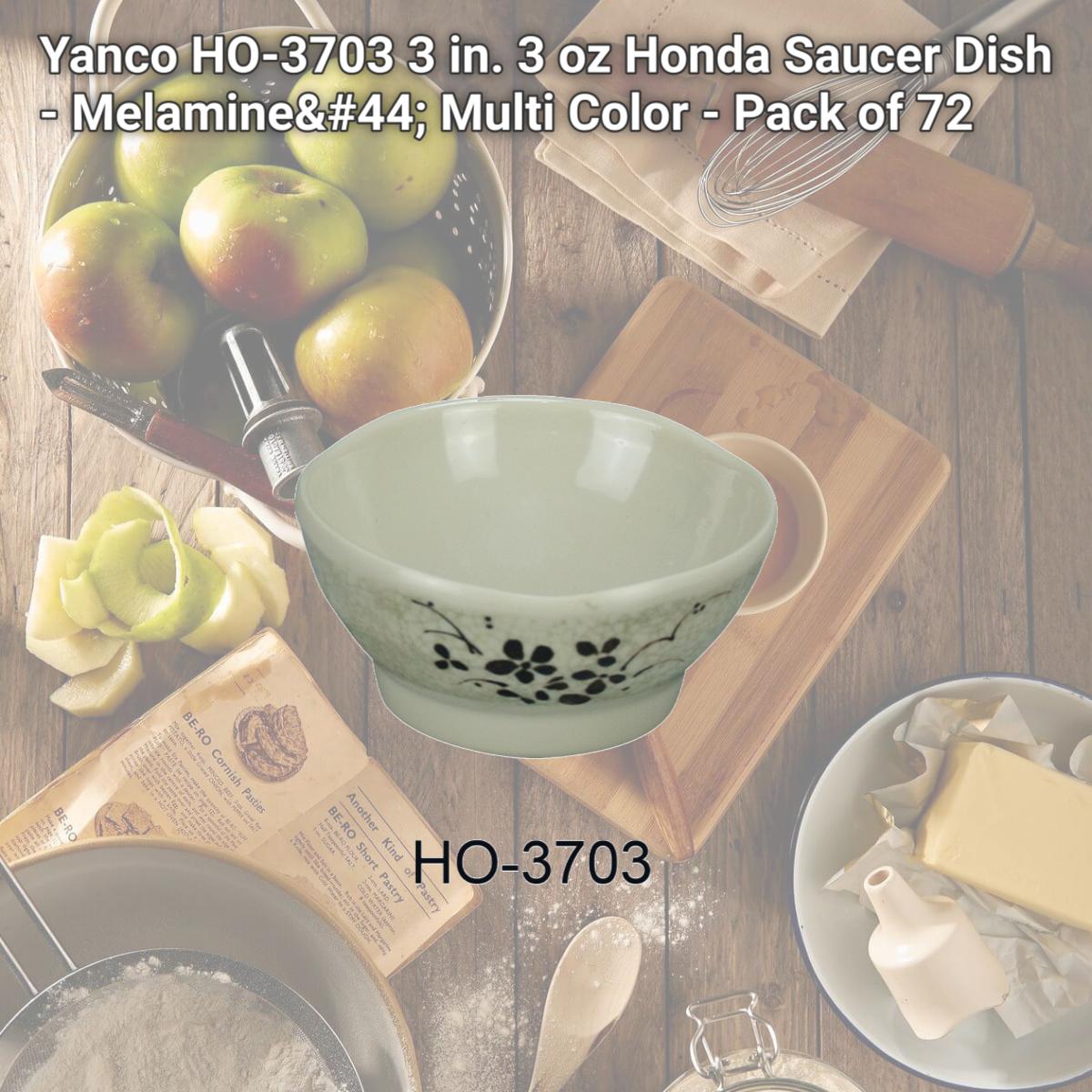 Picture of Yanco HO-3703 3 in. 3 oz Honda Saucer Dish - Melamine, Multi Color - Pack of 72