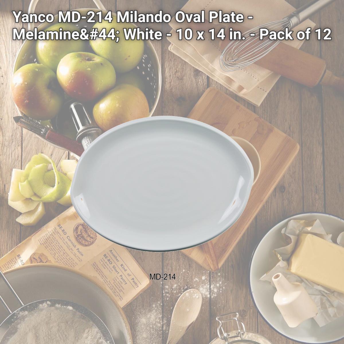 Picture of Yanco MD-214 Milando Oval Plate - Melamine, White - 10 x 14 in. - Pack of 12