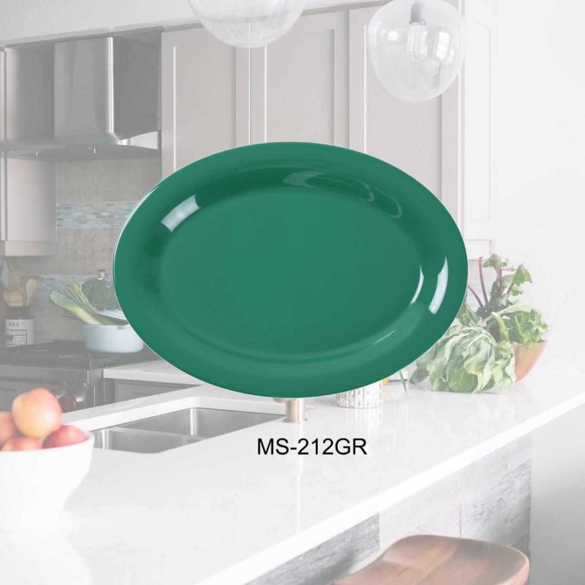 Picture of Yanco MS-212GR Mile Stone Oval Platter - Melamine, Green - 9 x 12 in. - Pack of 12