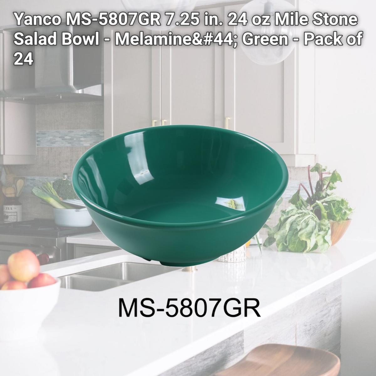 Picture of Yanco MS-5807GR 7.25 in. 24 oz Mile Stone Salad Bowl - Melamine, Green - Pack of 24