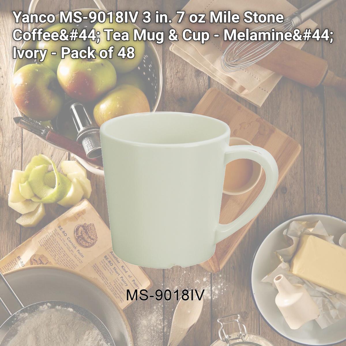 Picture of Yanco MS-9018IV 3 in. 7 oz Mile Stone Coffee, Tea Mug & Cup - Melamine, Ivory - Pack of 48