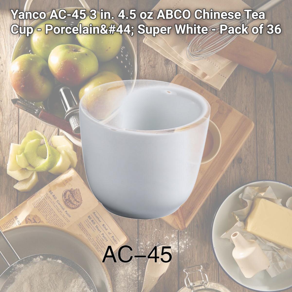 Picture of Yanco AC-45 3 in. 4.5 oz ABCO Chinese Tea Cup - Porcelain, Super White - Pack of 36