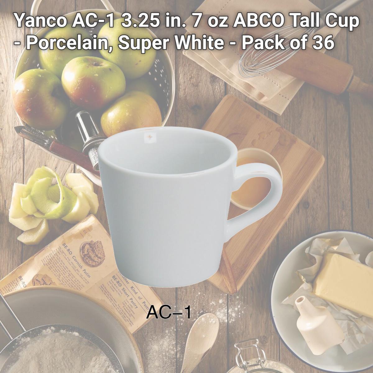 Picture of Yanco AC-1 3.25 in. 7 oz ABCO Tall Cup - Porcelain, Super White - Pack of 36