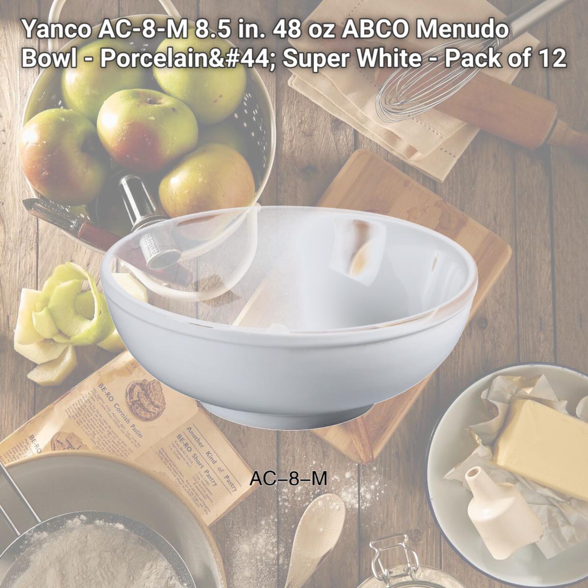 Picture of Yanco AC-8-M 8.5 in. 48 oz ABCO Menudo Bowl - Porcelain, Super White - Pack of 12