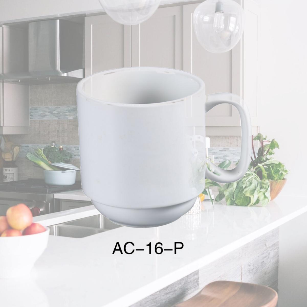 Picture of Yanco AC-16-P 16 oz Porcelain ABCO Prime Stackable Coffee & Tea Mug, Super White - Pack of 36