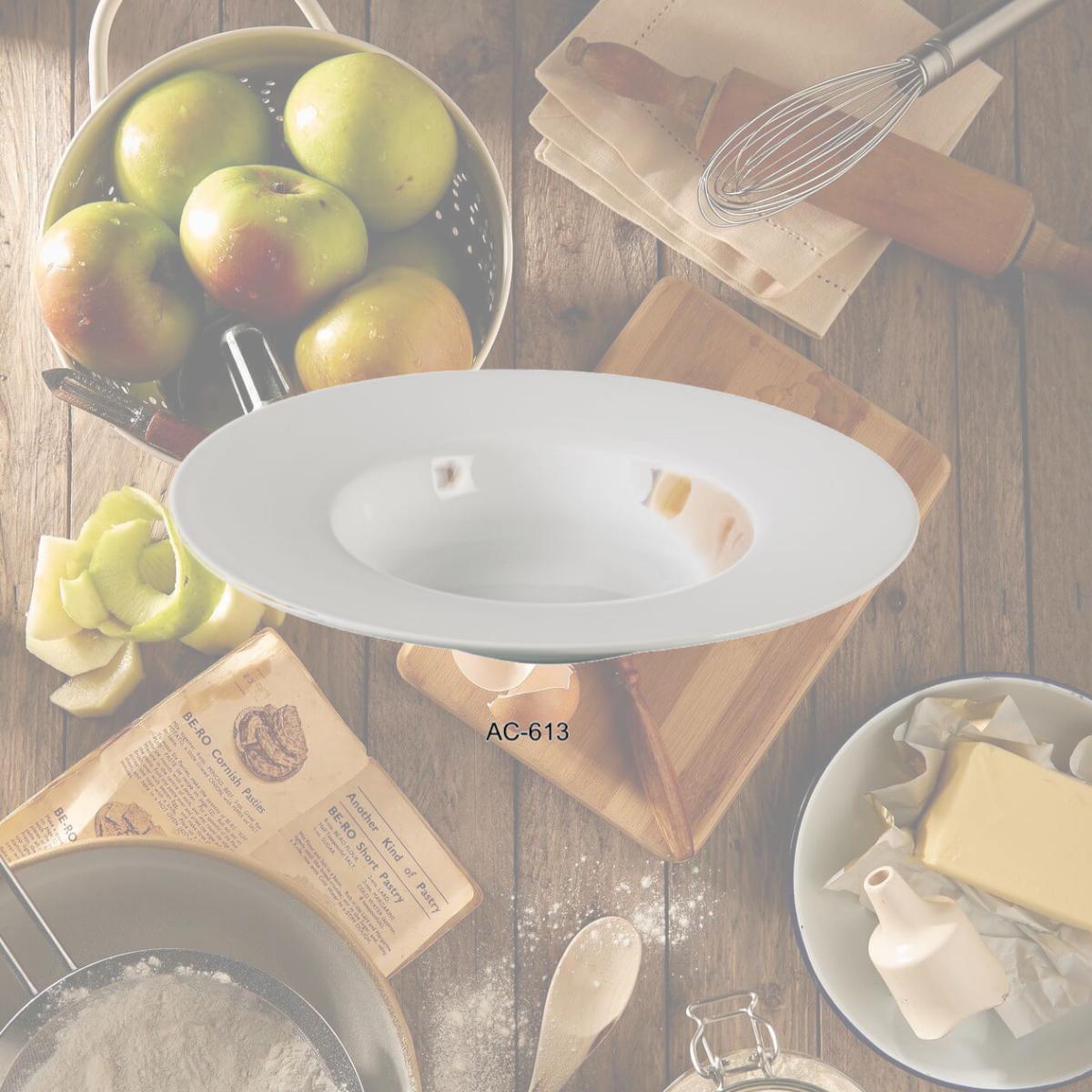 Picture of Yanco AC-613 22 oz Porcelain ABCO Dessert Plate, Super White - 13.5 in. - Pack of 6