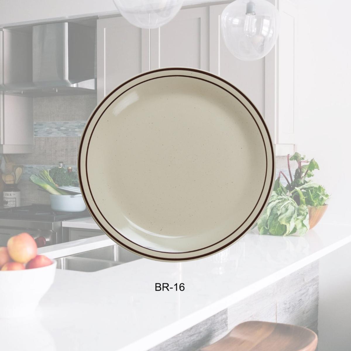 Picture of Yanco BR-16 China Brown Speckled Plate, American White - 10.5 in. - Pack of 12